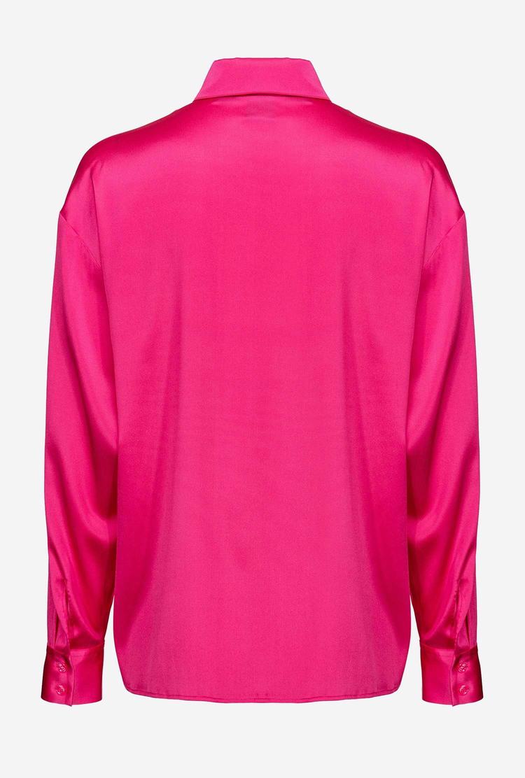 Fuchsia Purple Women's Pinko Silk Satin Shirts | Ireland-70381469