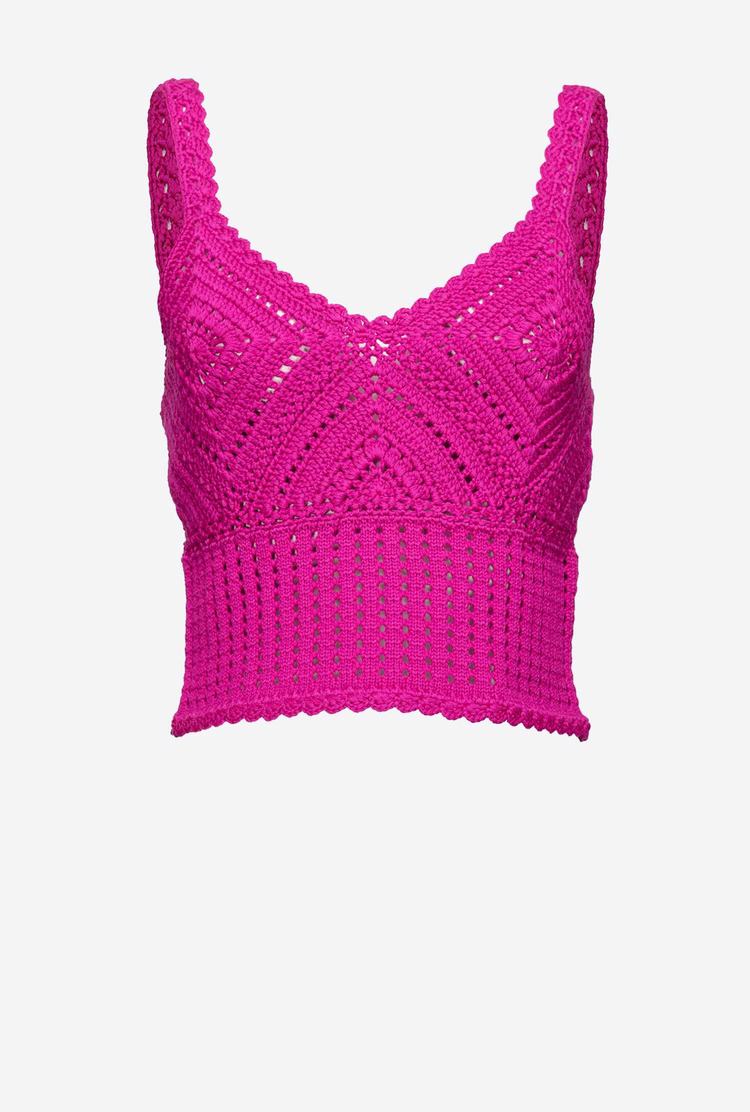 Fuchsia Women's Pinko Crocheted Tanks | Ireland-78623909