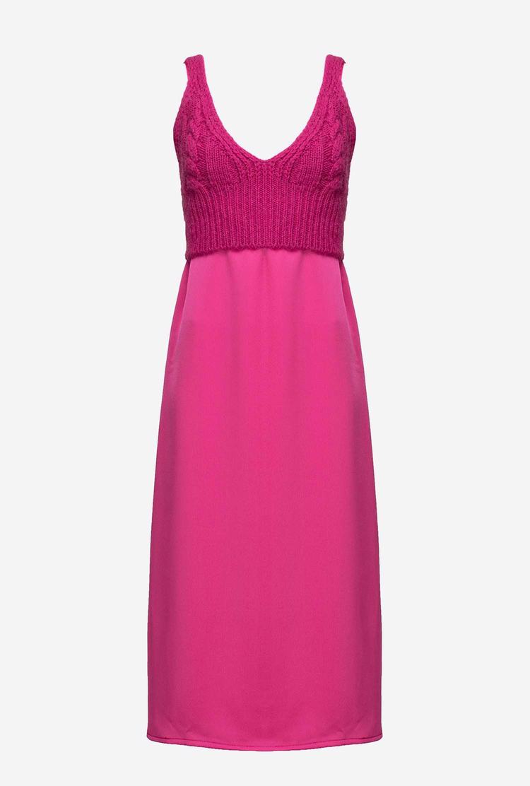 Fuchsia Women's Pinko Knit Dress | Ireland-97018329