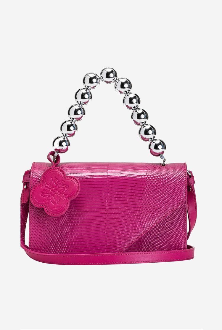 Fuchsia Women\'s Pinko Letter Bag Metal Handle Handbag | Ireland-56780299