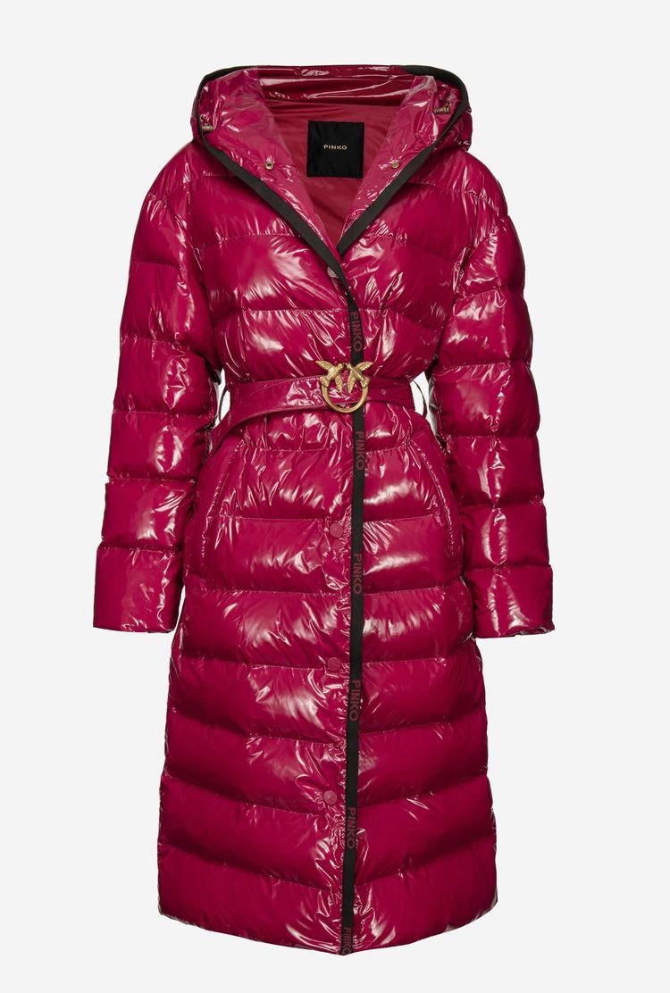 Fuchsia Women's Pinko Long Crystal Nylon Down Jackets | Ireland-56802319