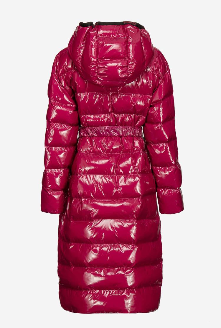 Fuchsia Women's Pinko Long Crystal Nylon Down Jackets | Ireland-56802319