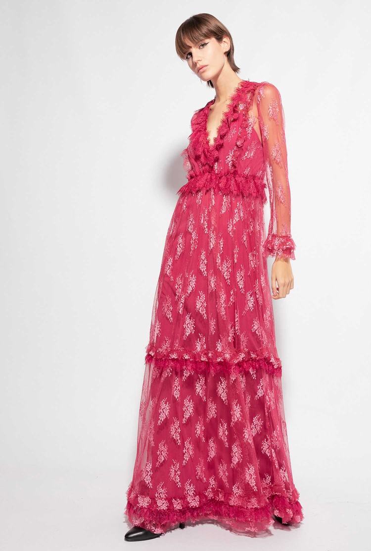 Fuchsia Women's Pinko Long Lace Dress | Ireland-84392759