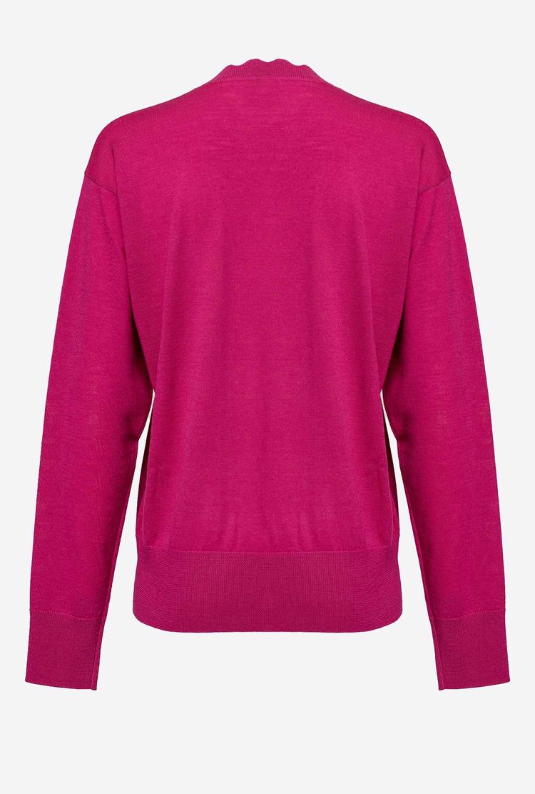 Fuchsia Women's Pinko Love Birds Embroidery Pullover | Ireland-01279469