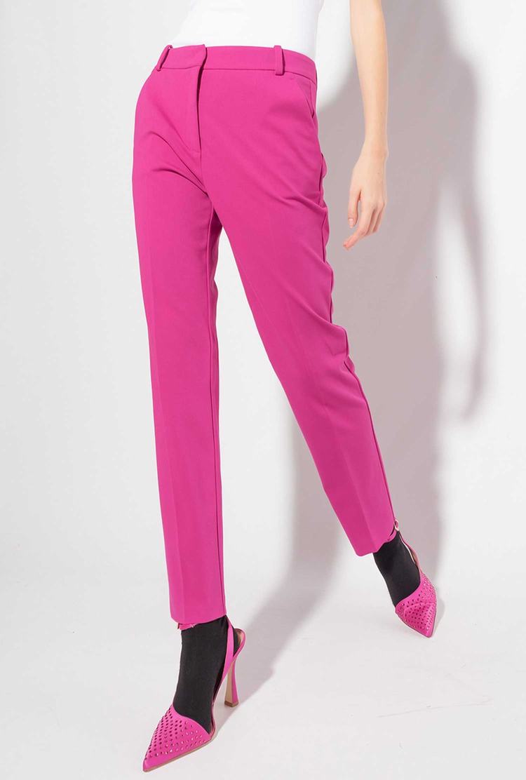 Fuchsia Women's Pinko Milano-knit Cigarette Pants | Ireland-09851349