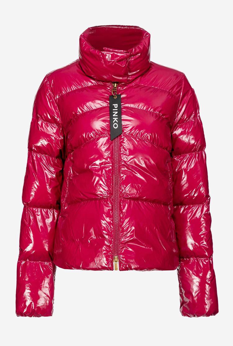 Fuchsia Women's Pinko Padded Crystal Nylon Jackets | Ireland-19347089