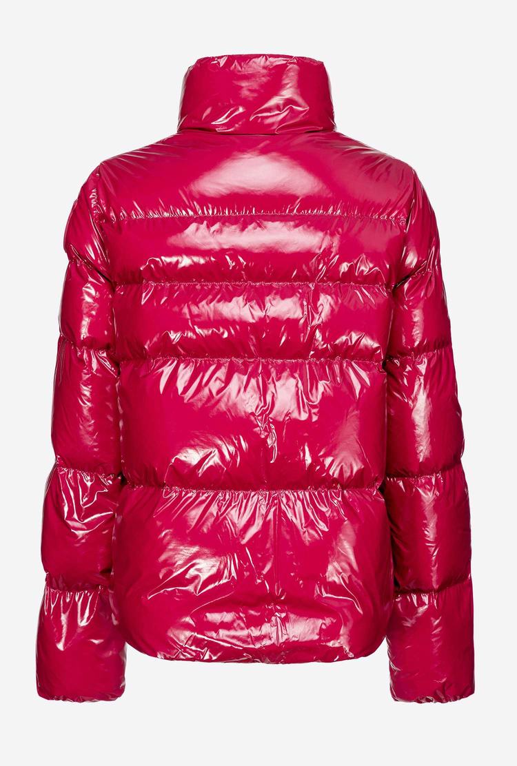 Fuchsia Women's Pinko Padded Crystal Nylon Jackets | Ireland-19347089