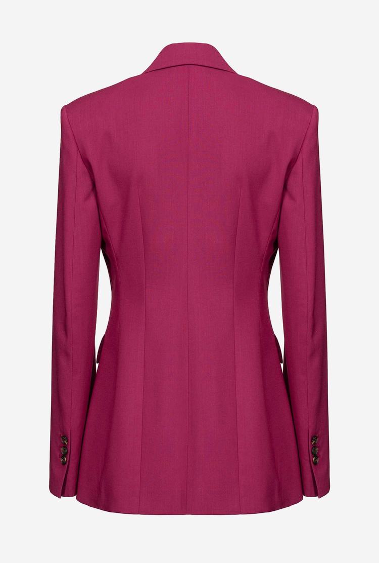 Fuchsia Women's Pinko Single-breasted Technical Wool Blazers | Ireland-16379089