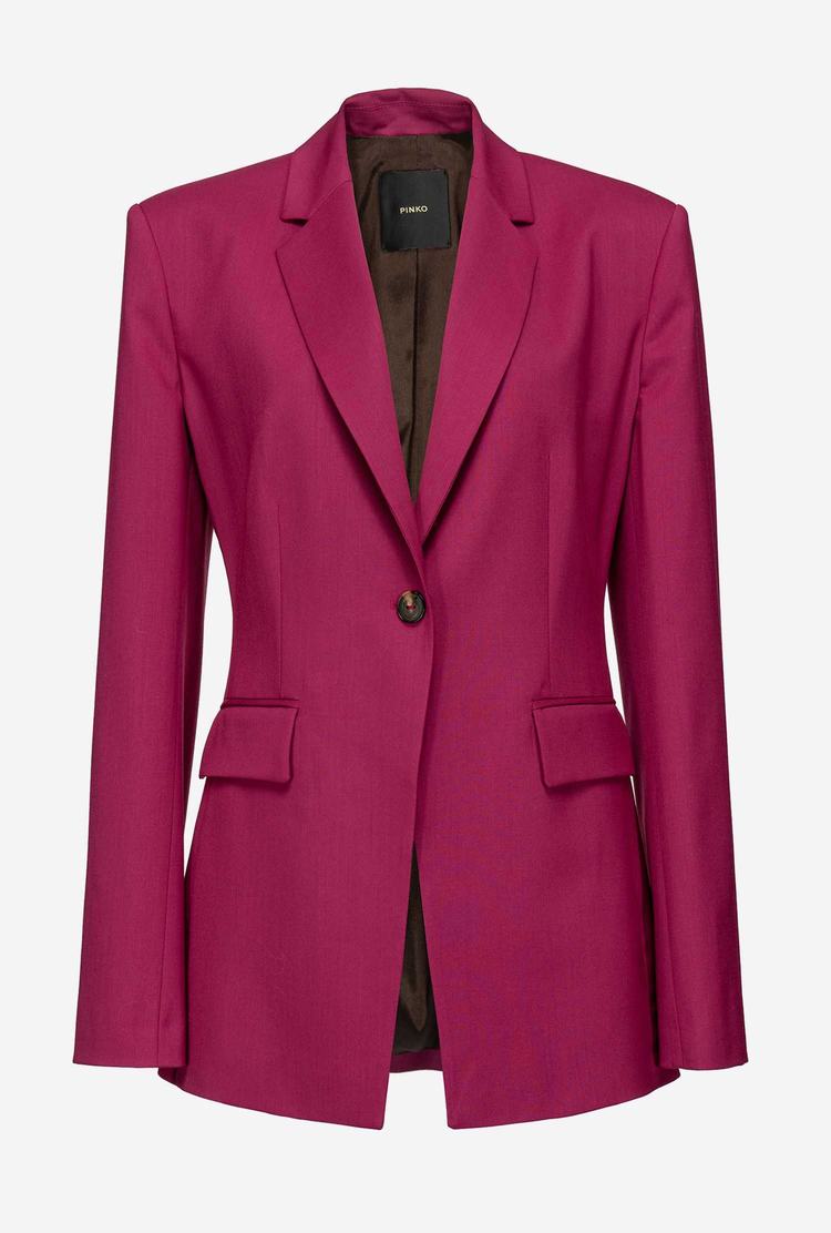 Fuchsia Women\'s Pinko Single-breasted Technical Wool Blazers | Ireland-16379089