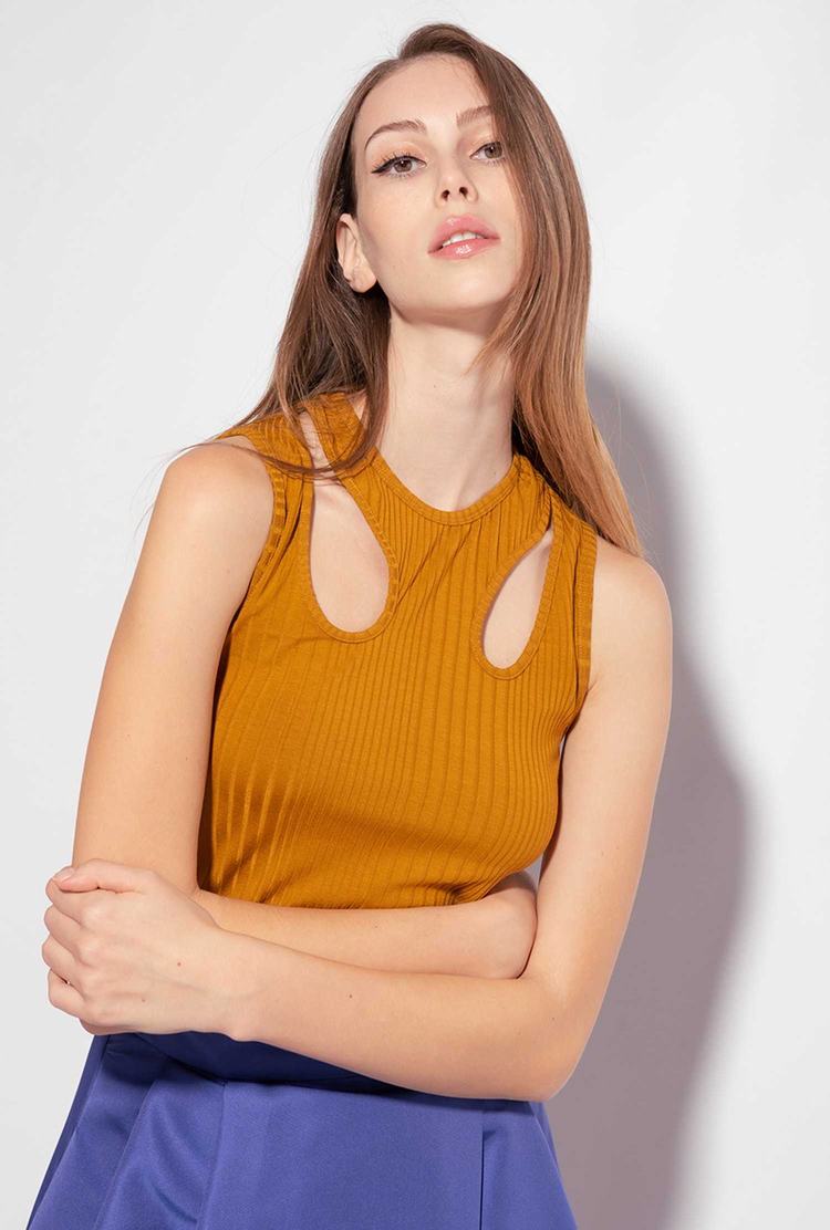 Gold Women's Pinko Cut-out Tanks | Ireland-79165349