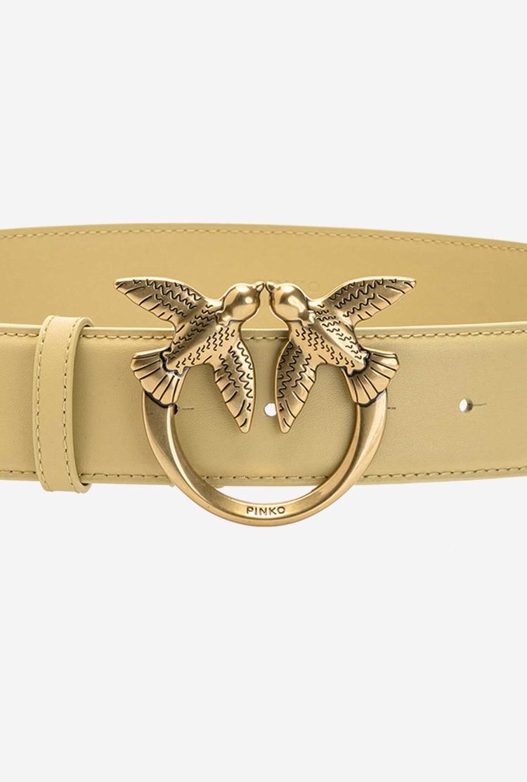 Gold Women's Pinko Love Birds Leather Belts | Ireland-32690819