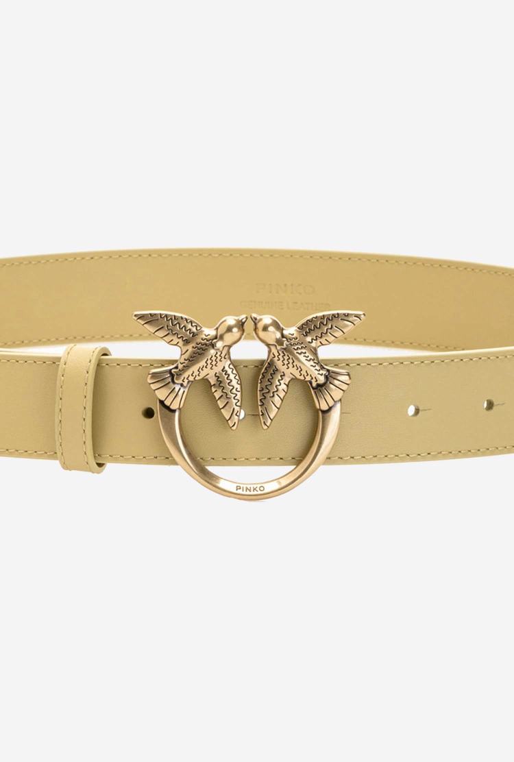 Gold Women's Pinko Love Birds Leather Belts | Ireland-81025499