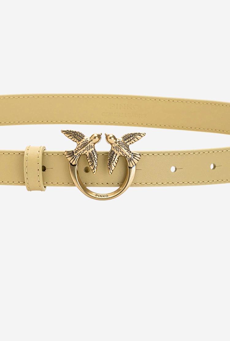 Gold Women's Pinko Love Birds Thin Leather Belts | Ireland-86273599