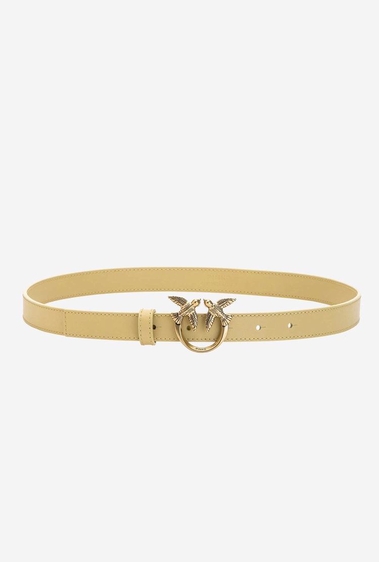 Gold Women\'s Pinko Love Birds Thin Leather Belts | Ireland-86273599