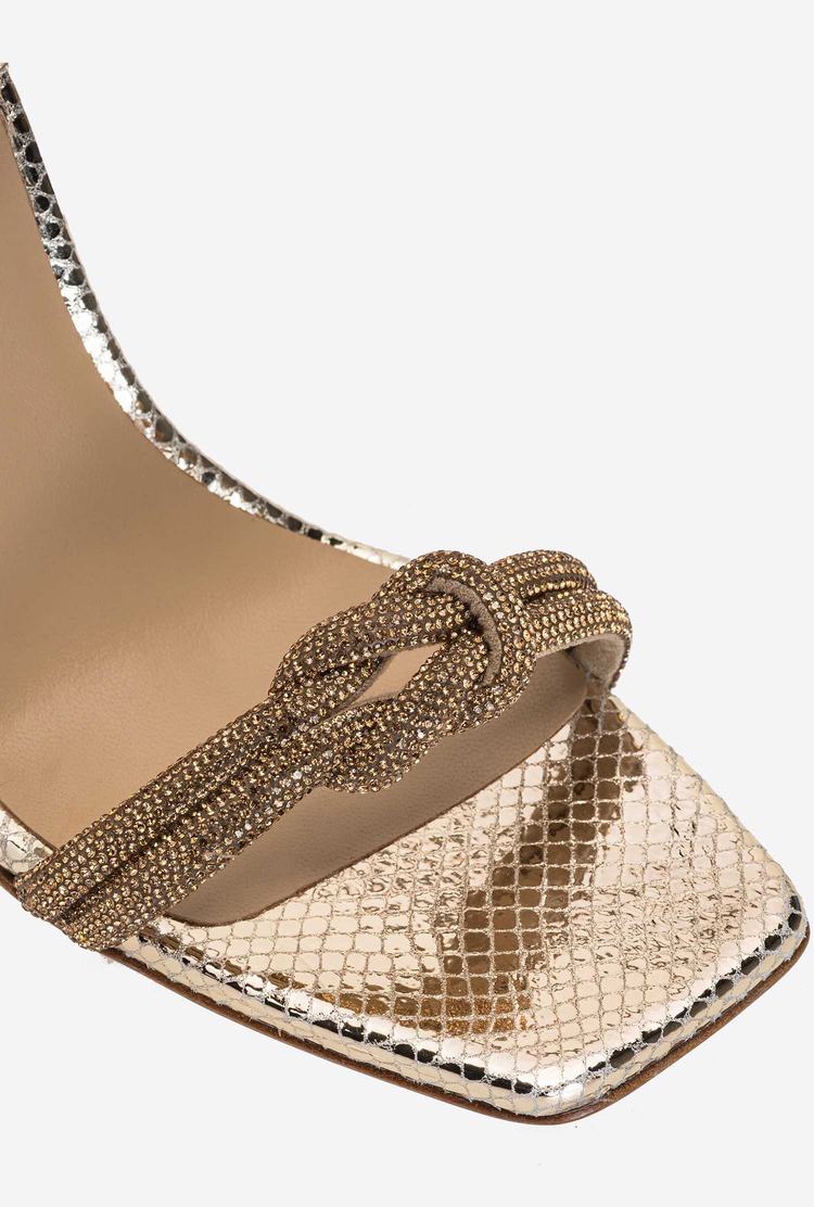 Gold Women's Pinko Rhinestone Knot Sandals | Ireland-19250879