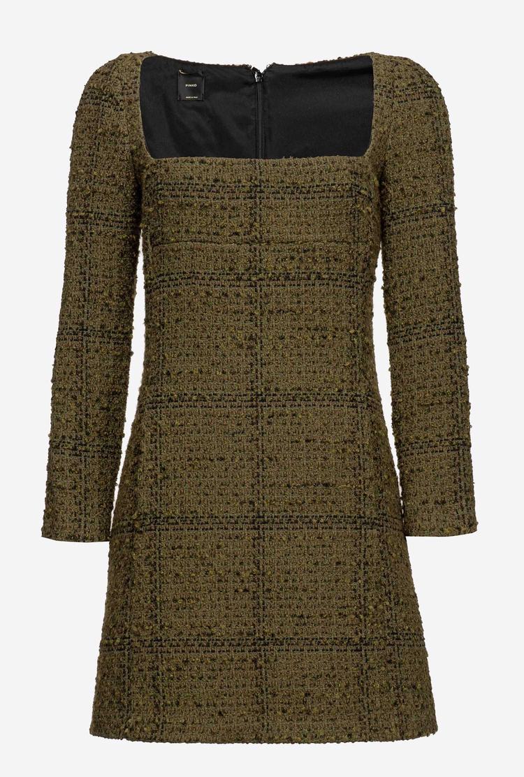 Green/Black Women's Pinko Bouclé Mini Dress | Ireland-06784139