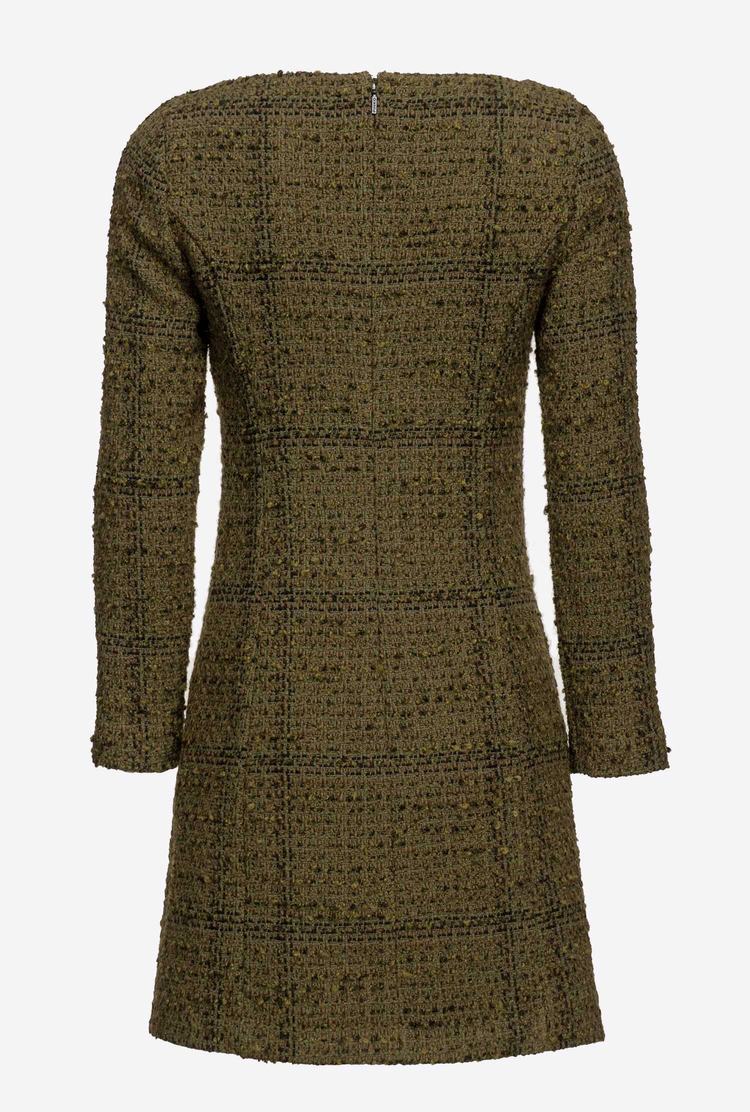 Green/Black Women's Pinko Bouclé Mini Dress | Ireland-06784139