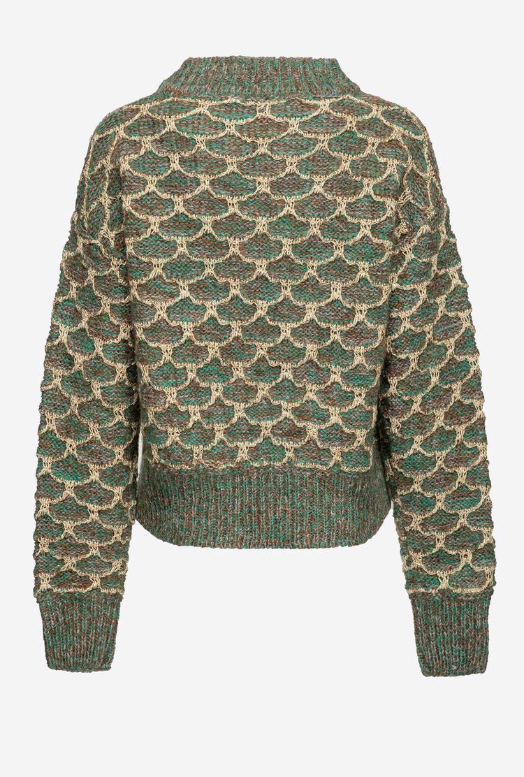 Green/Brown/Grey Women's Pinko Raised Diamond Effect Pullover | Ireland-81304699