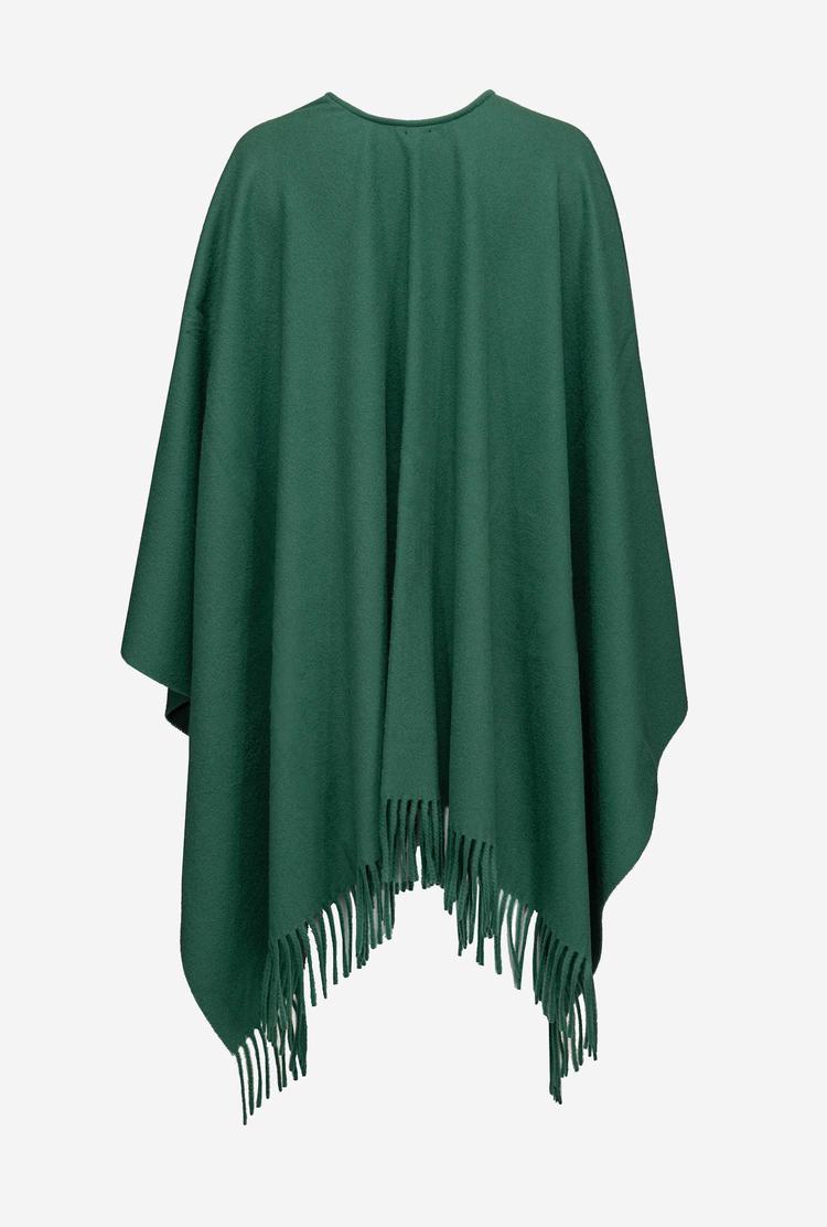 Green Deep Green Women's Pinko Wool Poncho Scarves | Ireland-12098639