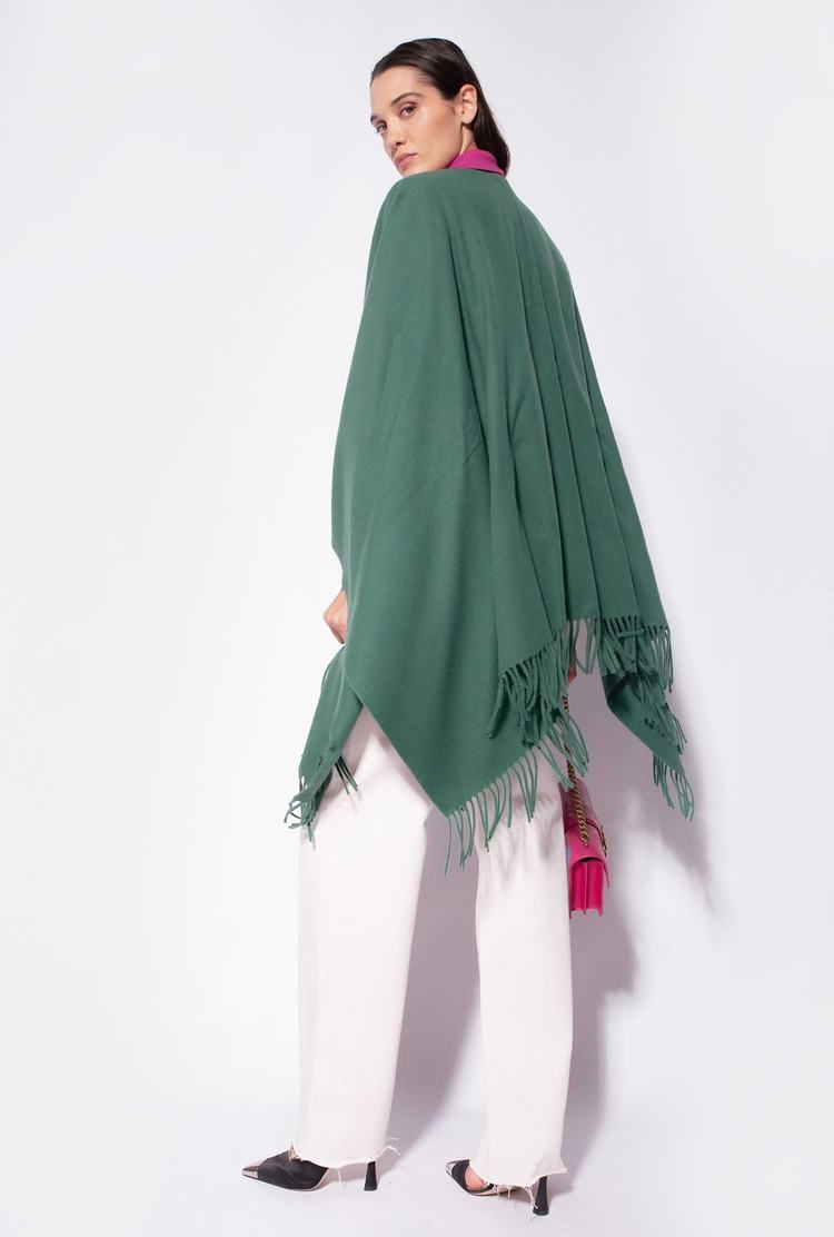 Green Deep Green Women's Pinko Wool Poncho Scarves | Ireland-12098639