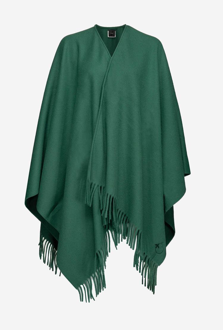 Green Deep Green Women\'s Pinko Wool Poncho Scarves | Ireland-12098639