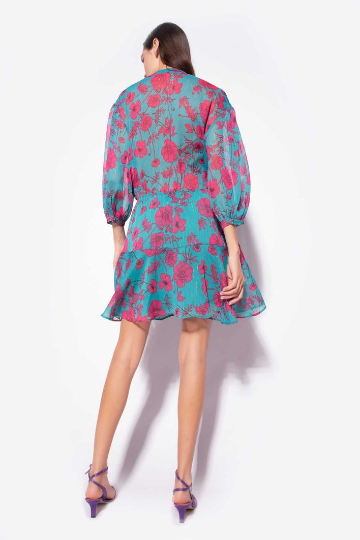 Green/Fuchsia Women's Pinko Graphic Floral Mini Dress | Ireland-17283649