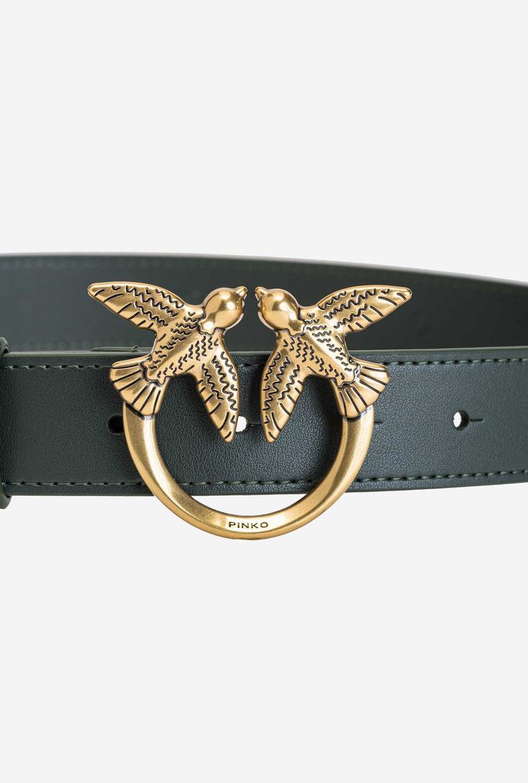 Green Gold Women's Pinko Love Birds Leather Belts | Ireland-68354719