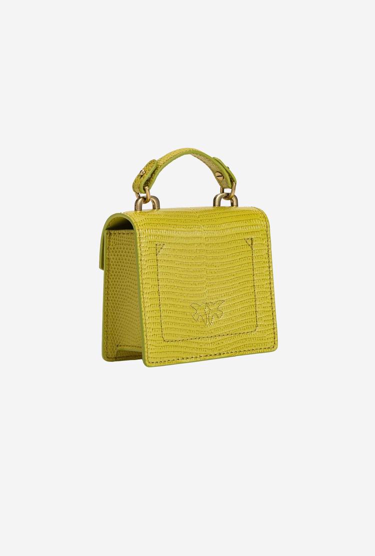 Green Gold Women's Pinko Micro Love Bag Handle Lizard Handbag | Ireland-13529649