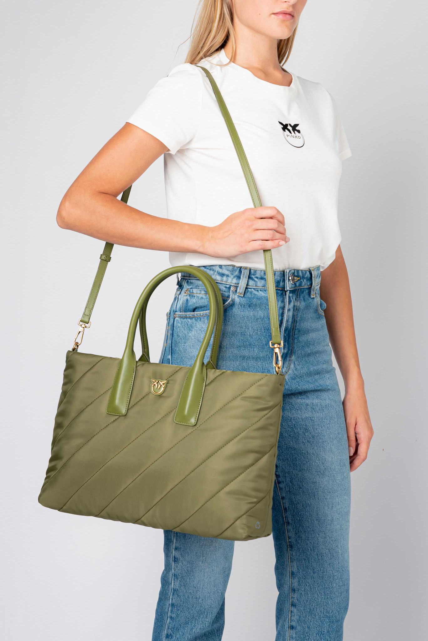 Green Gold Women's Pinko Shopper Shoulder Bags | Ireland-98146209