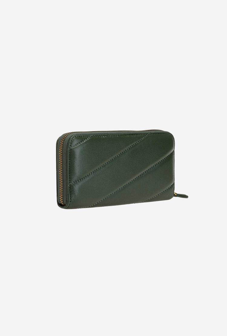 Green Gold Women's Pinko Zip-around Quilted Wallets | Ireland-23567409