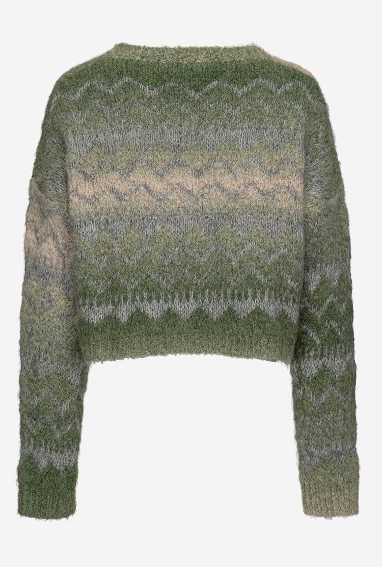 Green/Grey/Beige Women's Pinko Faded Jacquard Pullover | Ireland-59648019