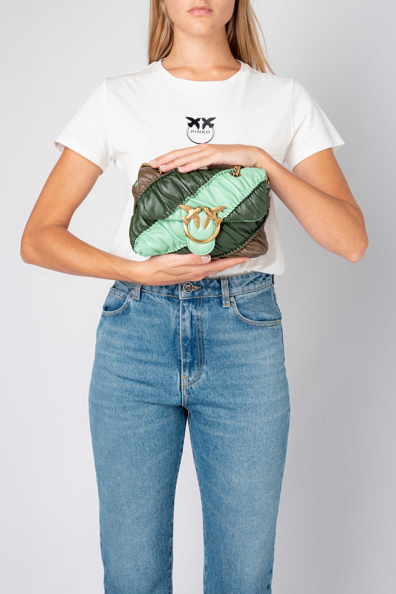 Green/Khaki/Mint Green Gold Women's Pinko Mini Love Bag Puff Ruffle Crossbody Bags | Ireland-35074629