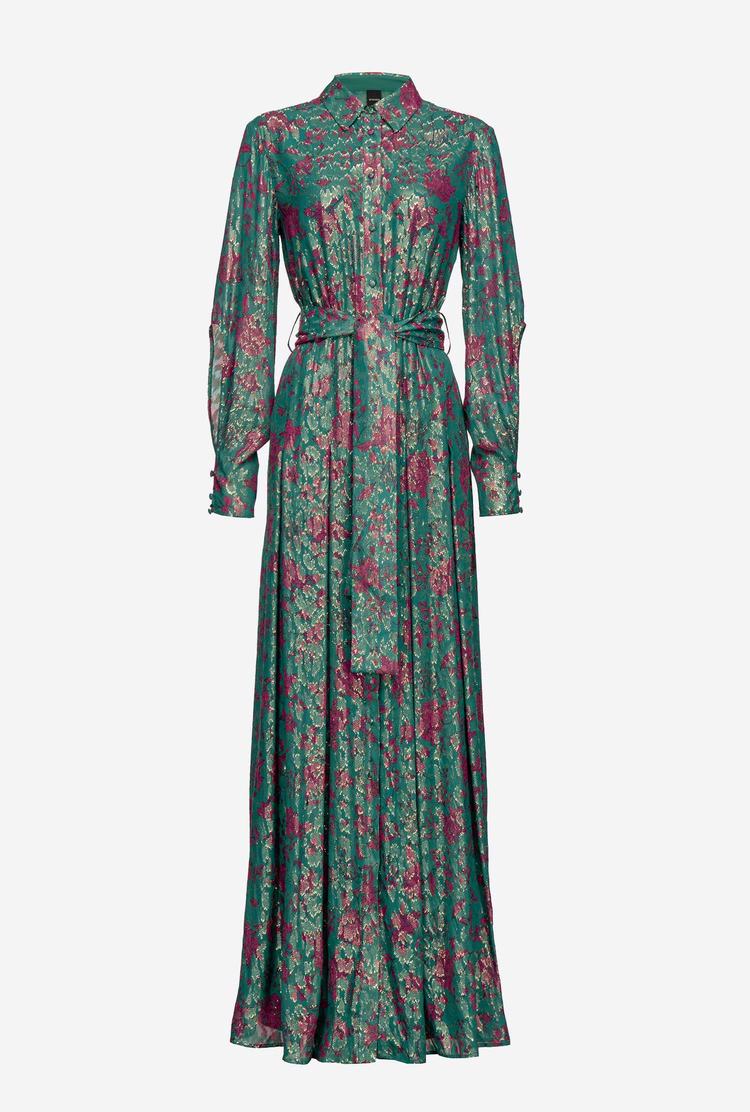 Green/Pink Women's Pinko Long Floral Dress | Ireland-52168099