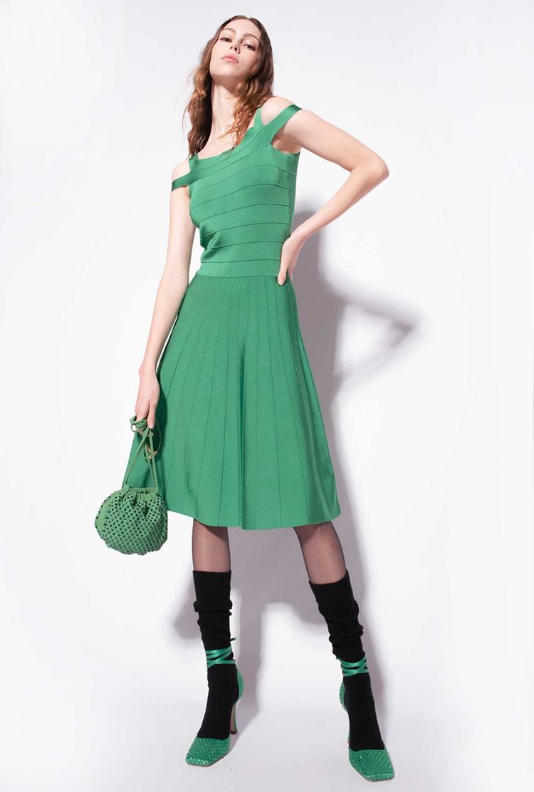 Green Women's Pinko Band Pattern Dress | Ireland-63217949