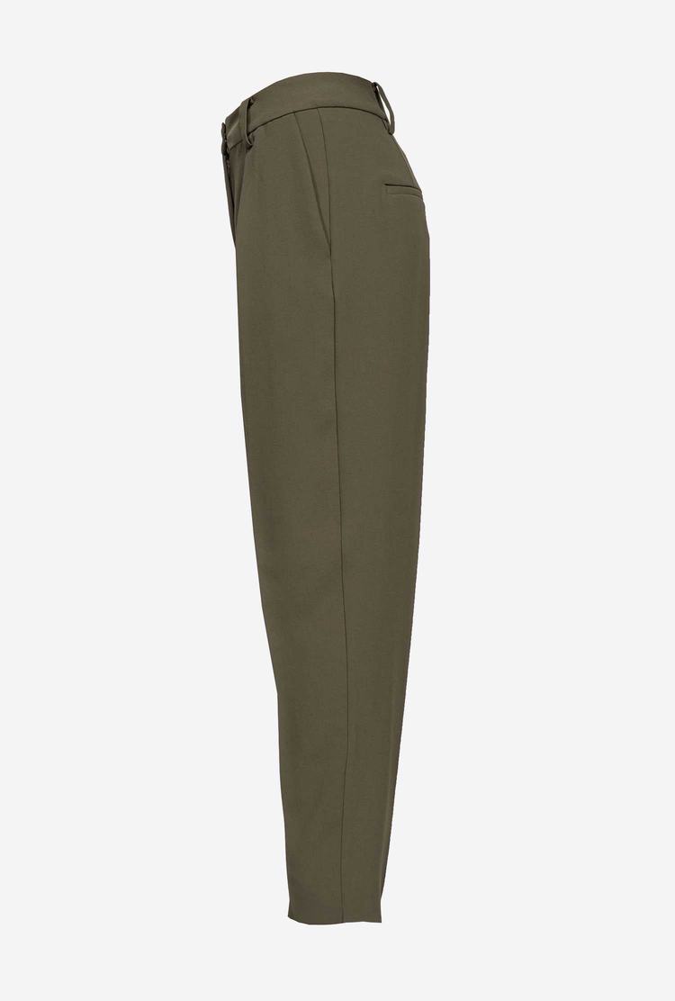 Green Women's Pinko Carrot-fit Crepe Pants | Ireland-02719489