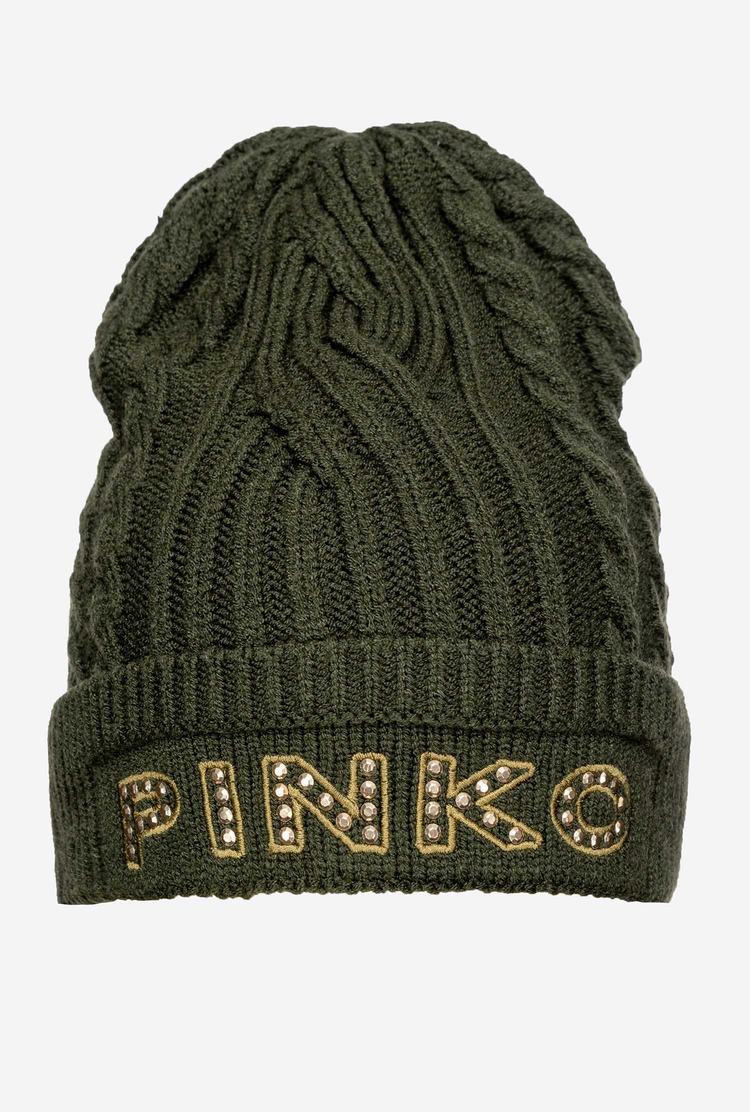 Green Women\'s Pinko Embroidered Beanie | Ireland-13268409