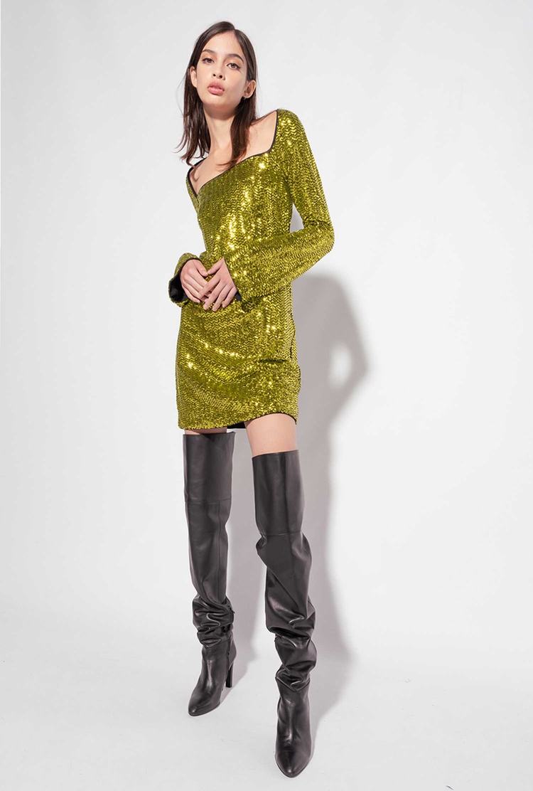 Green Women's Pinko Fully Sequinned Dress | Ireland-86035719