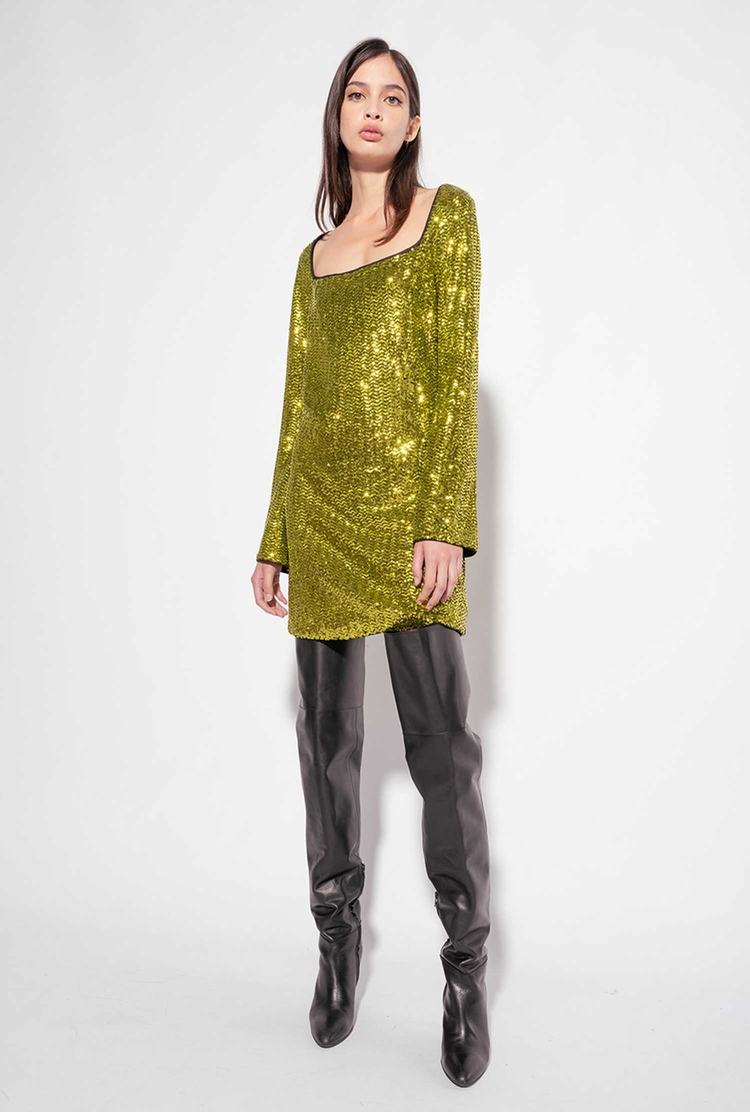 Green Women's Pinko Fully Sequinned Dress | Ireland-86035719