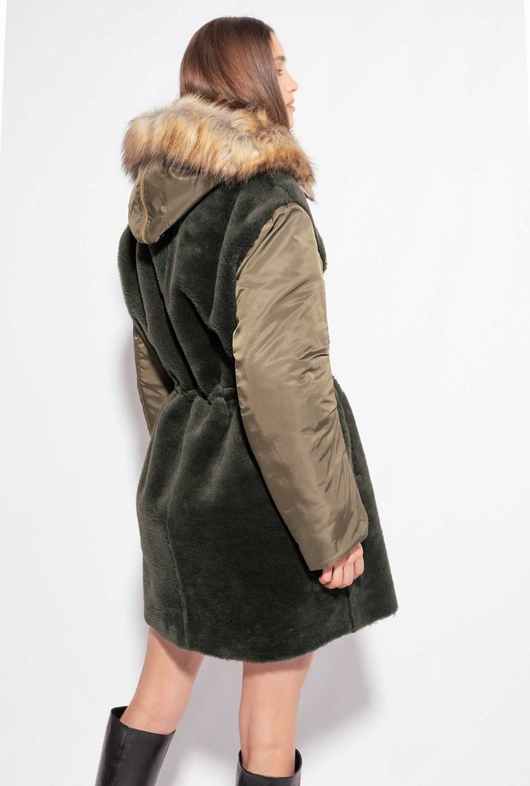 Green Women's Pinko Fur-effect Jackets | Ireland-80452369