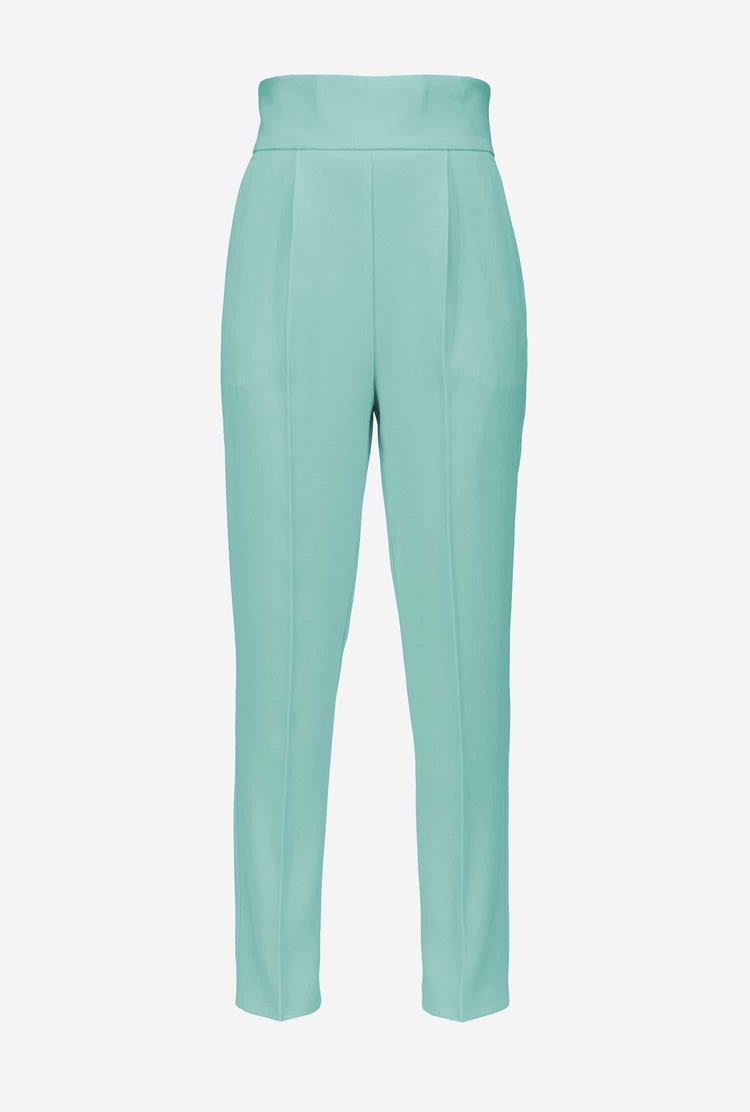 Green Women's Pinko High-waisted Stretch Crêpe Pants | Ireland-86735249