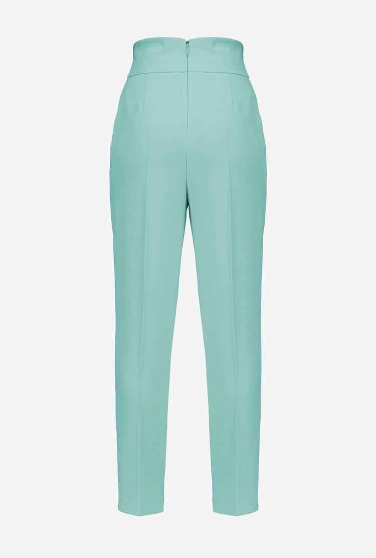 Green Women's Pinko High-waisted Stretch Crêpe Pants | Ireland-86735249