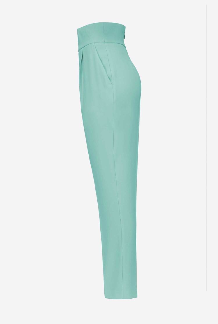 Green Women's Pinko High-waisted Stretch Crêpe Pants | Ireland-86735249