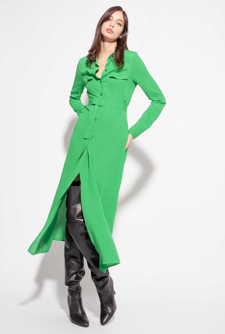 Green Women's Pinko Long Sable Dress | Ireland-19367859