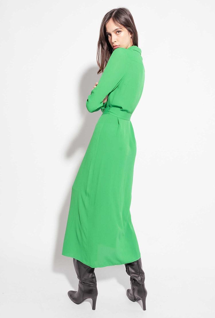 Green Women's Pinko Long Sable Dress | Ireland-19367859