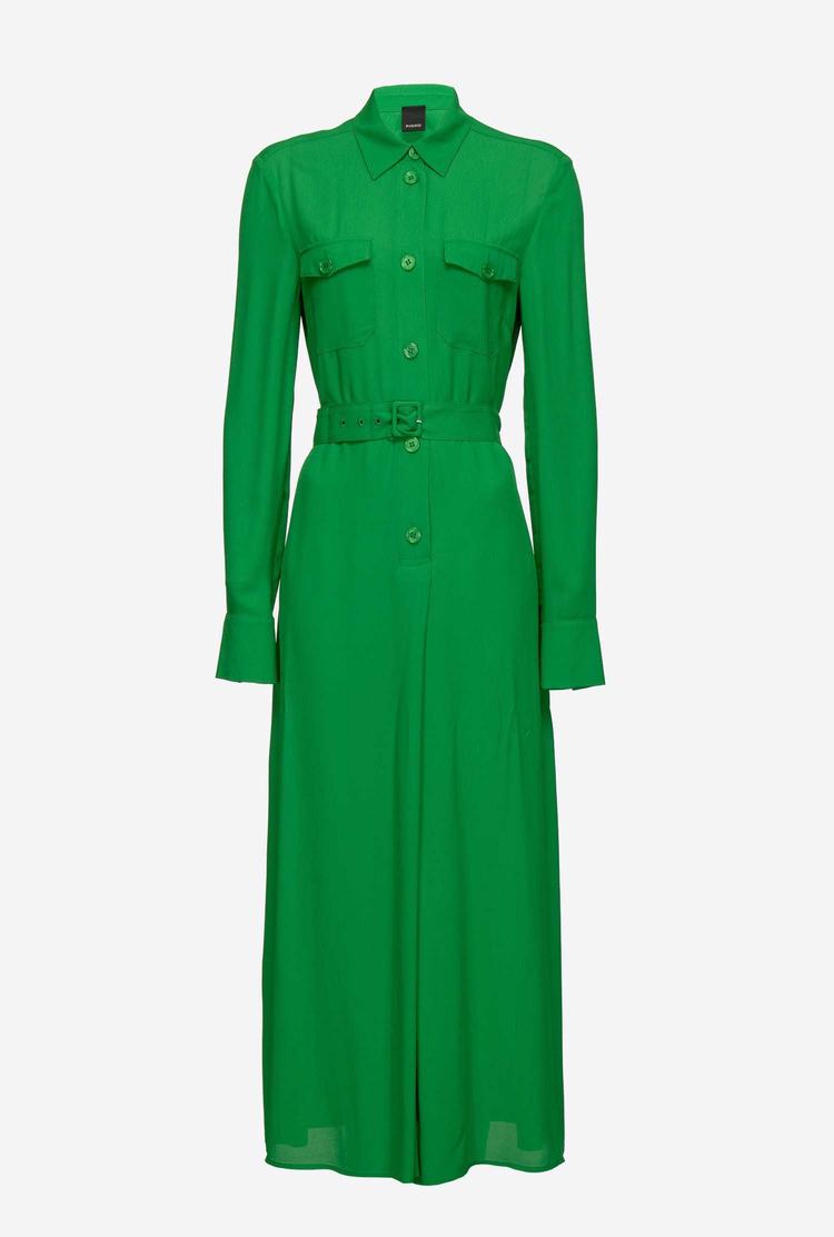 Green Women's Pinko Long Sable Dress | Ireland-19367859