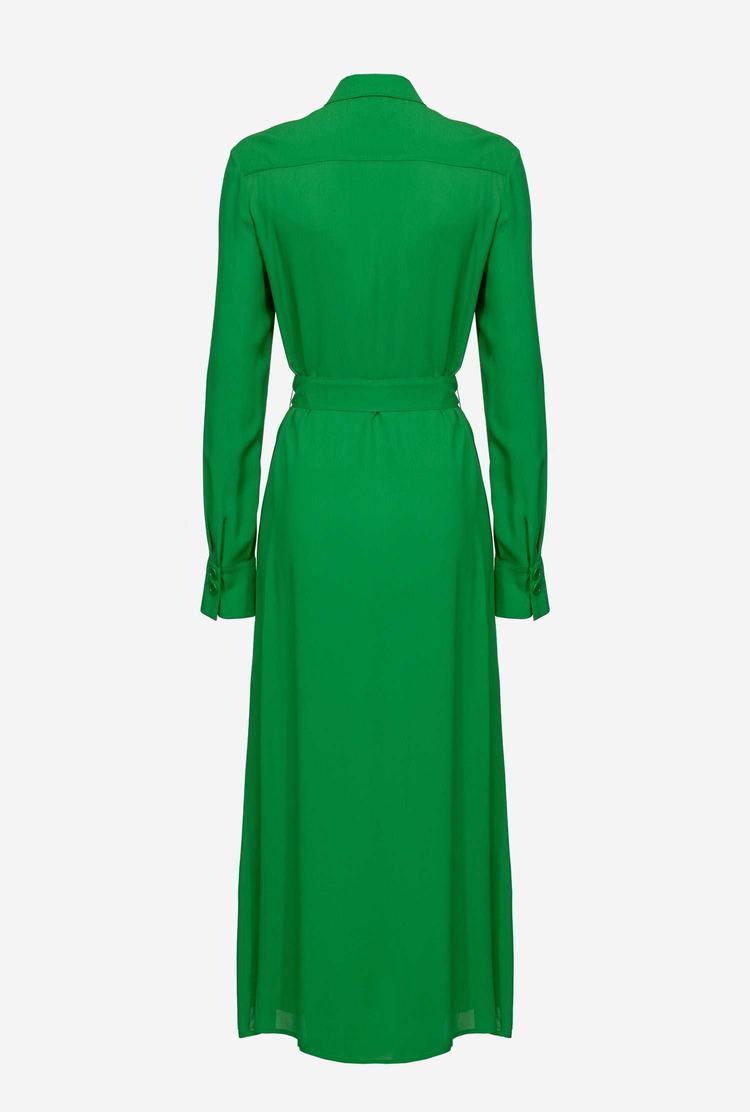 Green Women's Pinko Long Sable Dress | Ireland-19367859