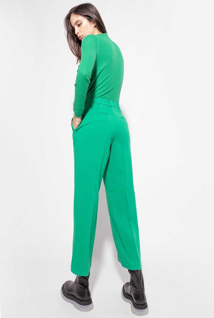 Green Women's Pinko Loose-fitting Stretch Pants | Ireland-56981709