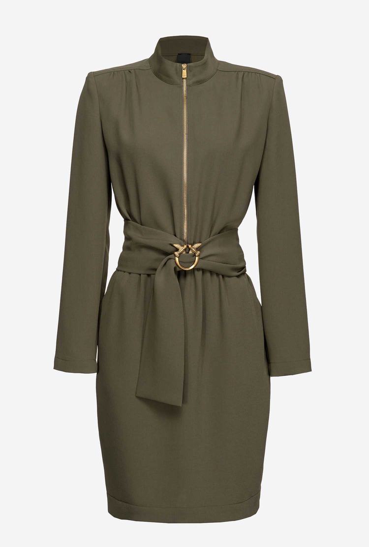 Green Women's Pinko Love Birds And Zip Dress | Ireland-21049839