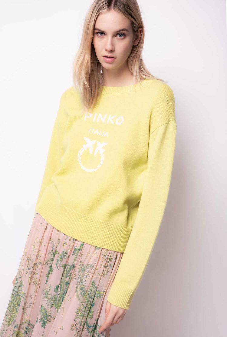 Green Women's Pinko Love Birds Pullover | Ireland-14957289