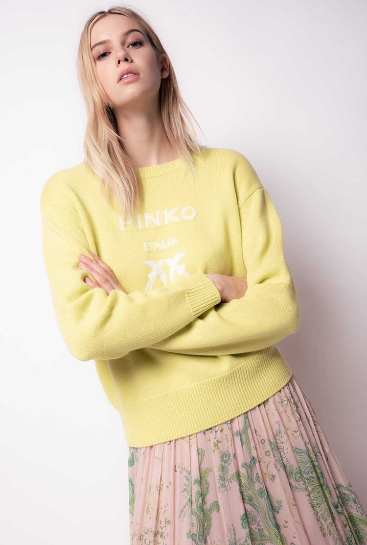 Green Women's Pinko Love Birds Pullover | Ireland-14957289